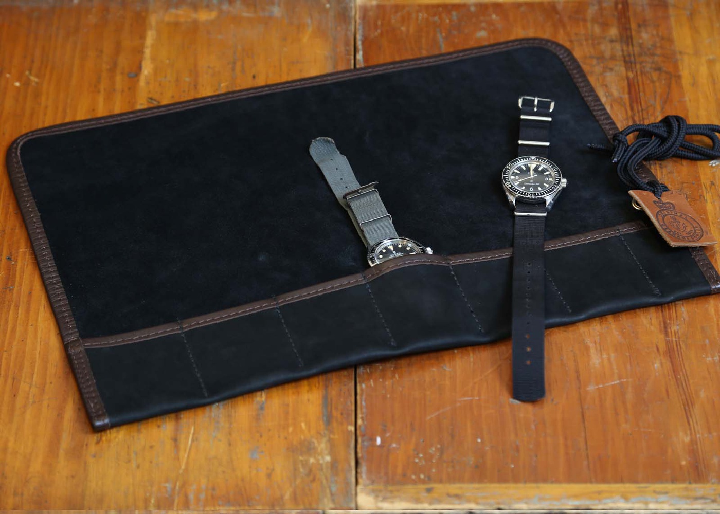 Black Soft Suede Leather Watch Roll nyc
