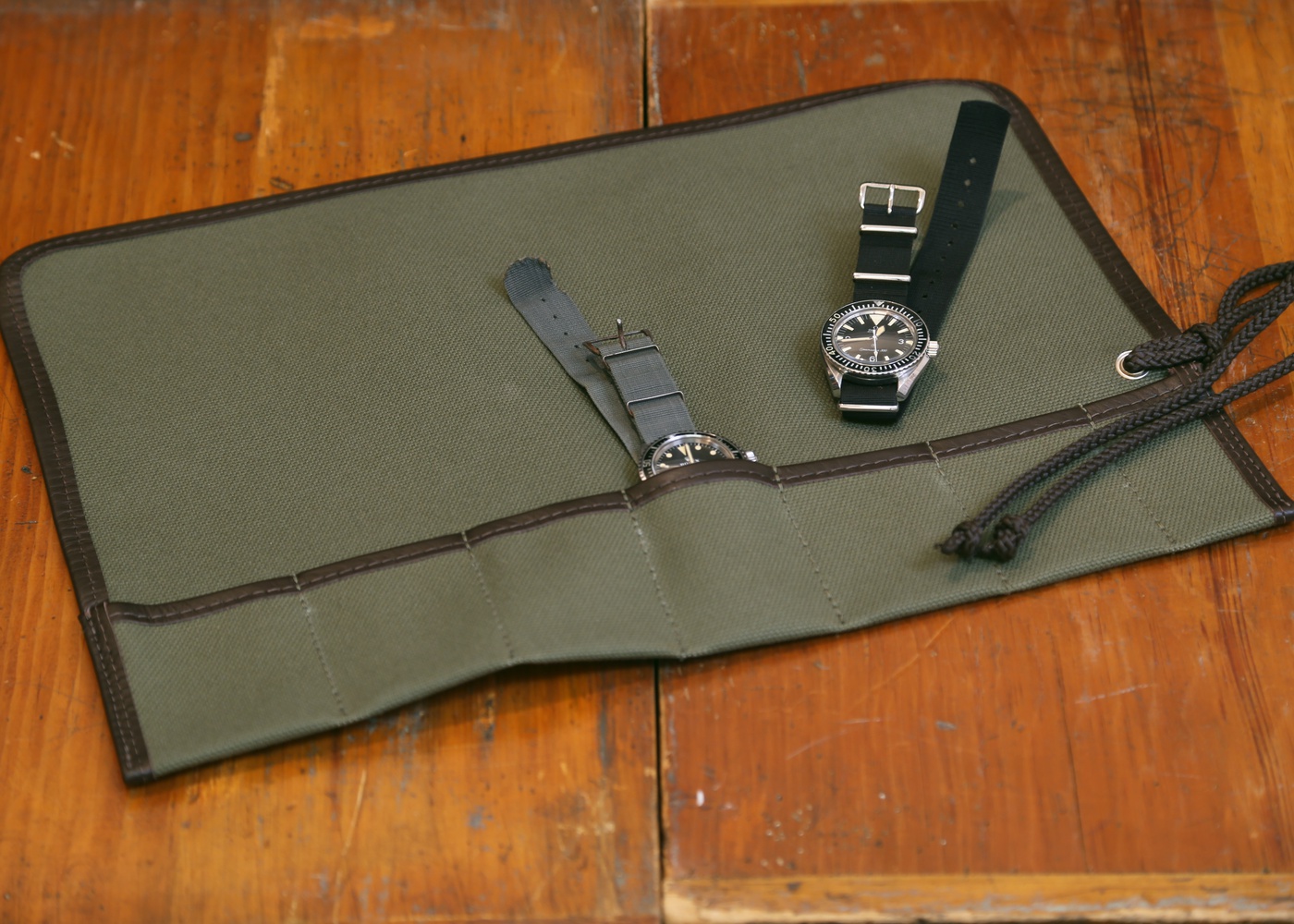 Olive Green Canvas Watch Roll nyc