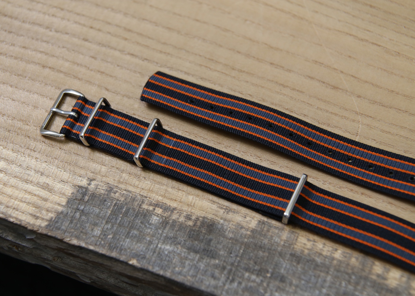 Black, Orange And Grey Regimental Stripes Watch Strap nyc
