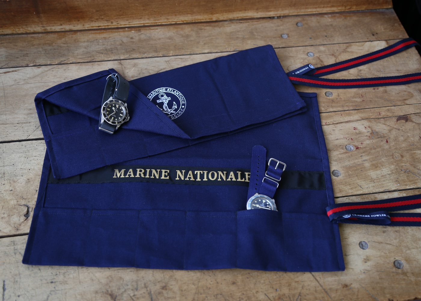 Navy Blue Marine Nationale Watch Roll nyc