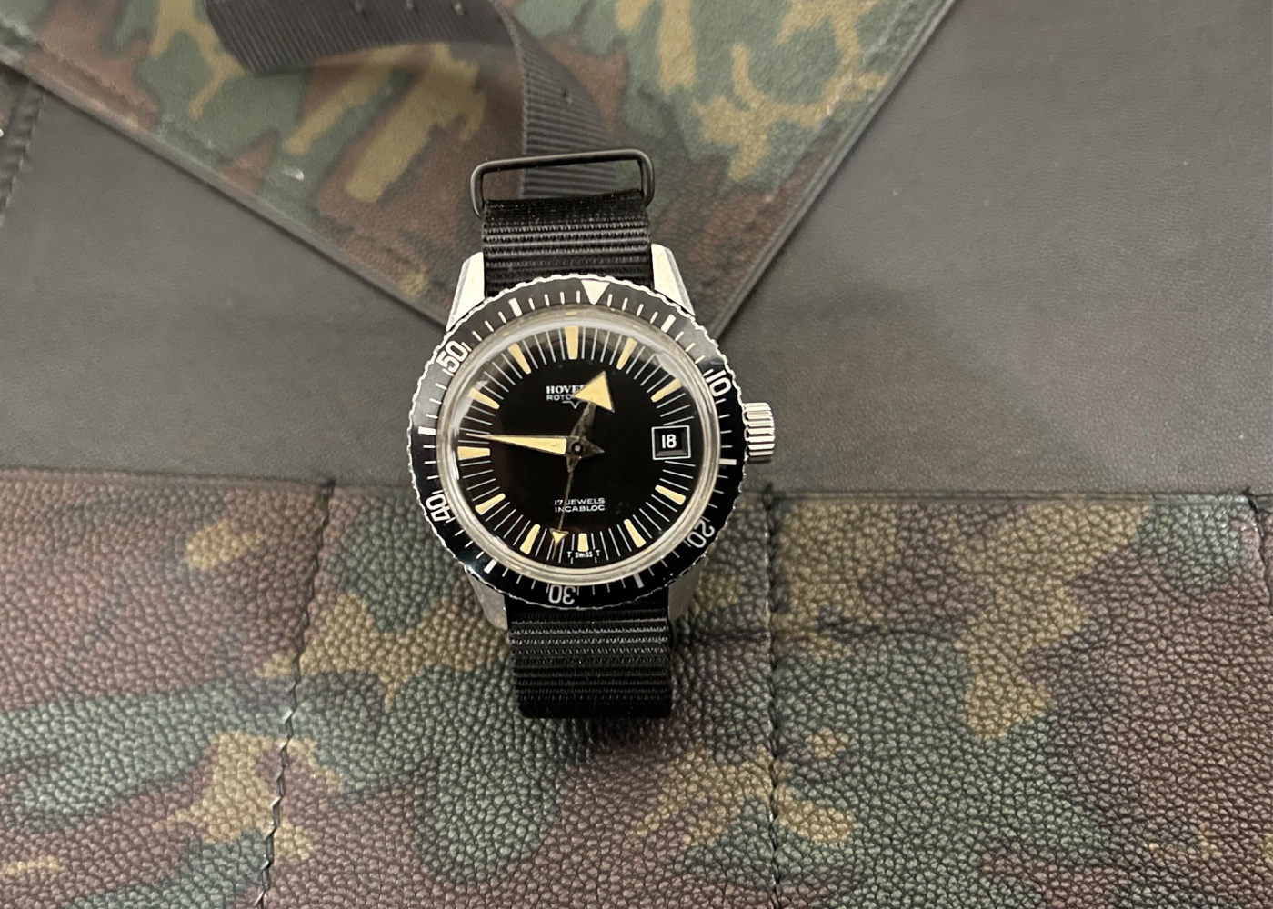 HOVERTA ROTOMATIC BLACK DIAL DIVE WATCH nyc