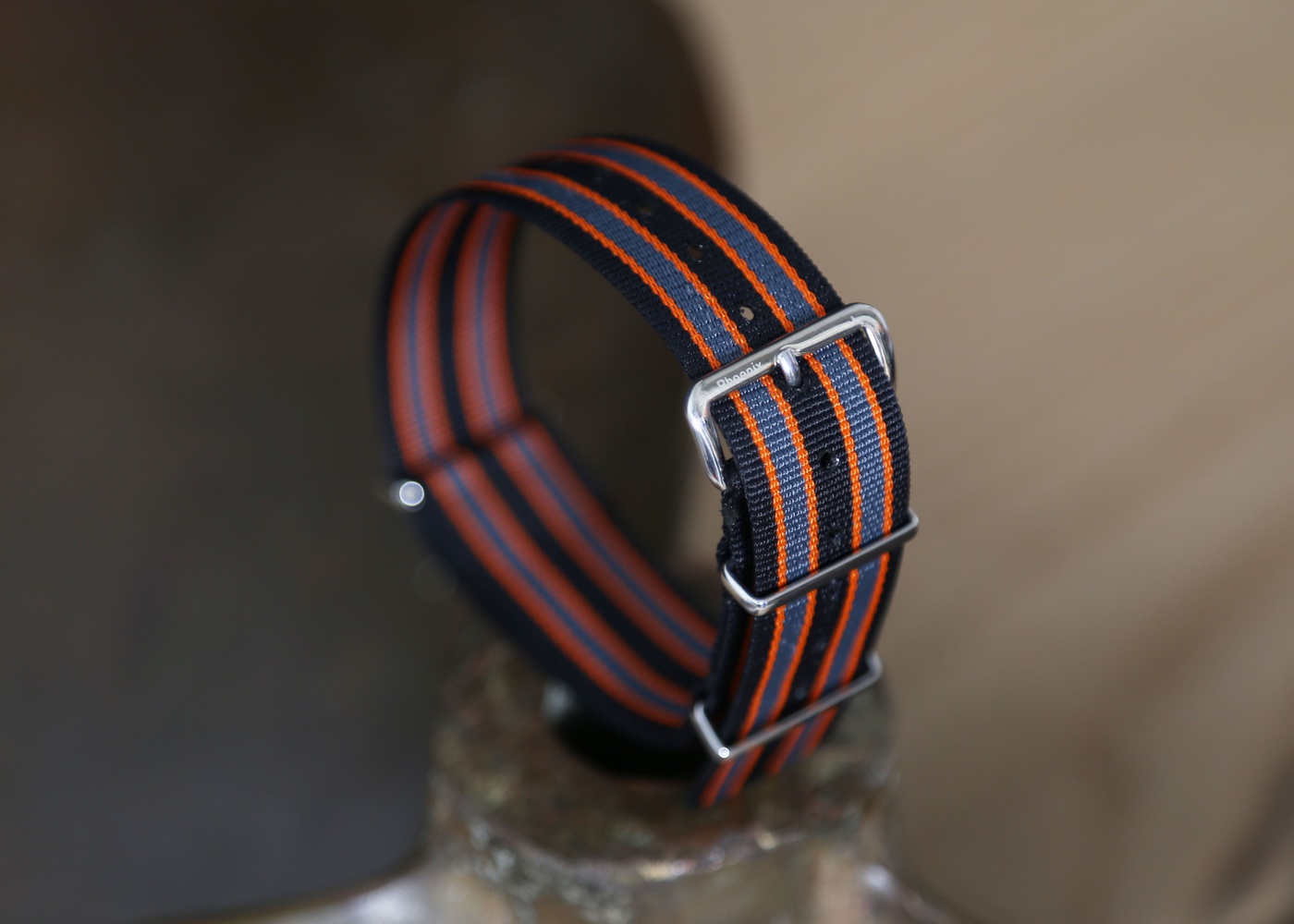 Black, Orange And Grey Regimental Stripes Watch Strap nyc